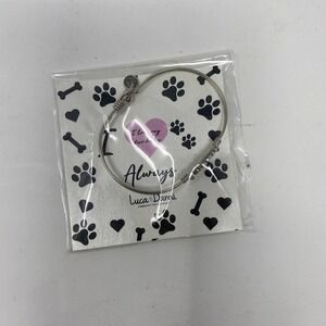 Luca + Danni 'I Love My Human Always' Paw‎ Print Bangle Bracelet Silver Tone USA